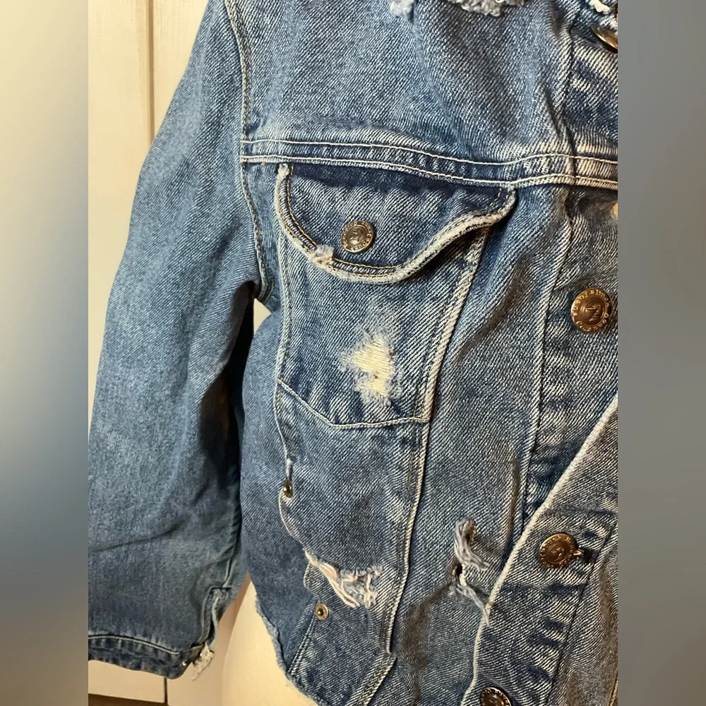 Girls Large Women’s‎ XS Duck Head Distressed Denim Jacket